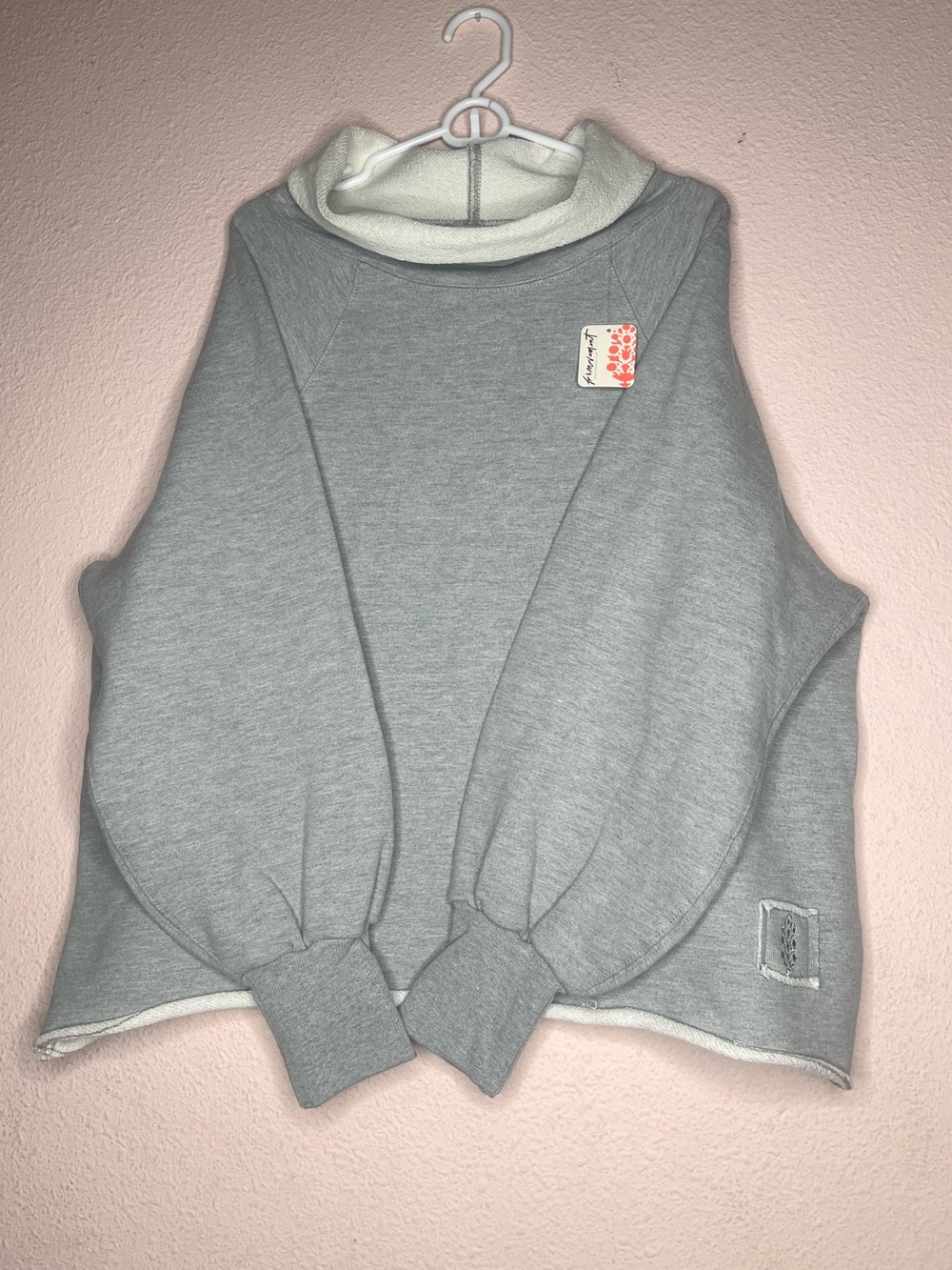Women's free people Light Gray Funnel Neck Pullover Sweatshirt
